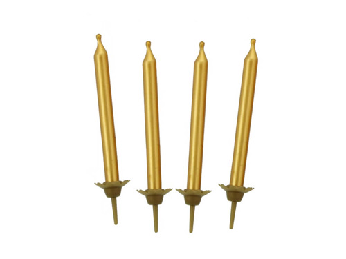 Birthday candles, plain, gold - 10 pcs