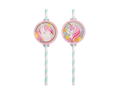 Birthday straws Pastel Unicorn - 19,7 cm - 8 pcs.