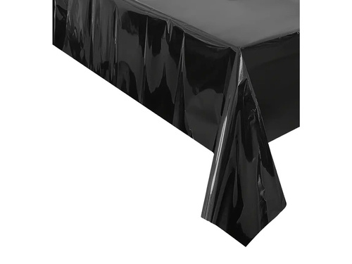 Black Foil Plastic Table Cover - 137 x 183 cm