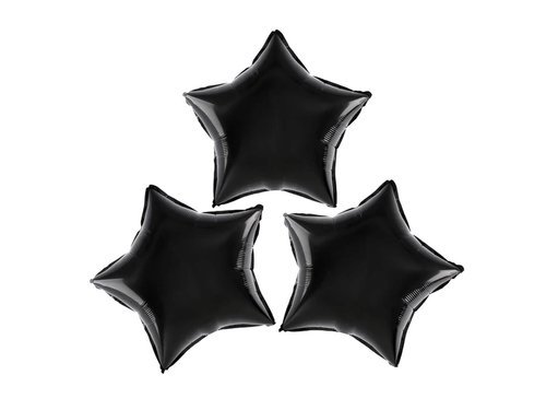 Black Stars Foil Balloon - 23 cm - 3 pc