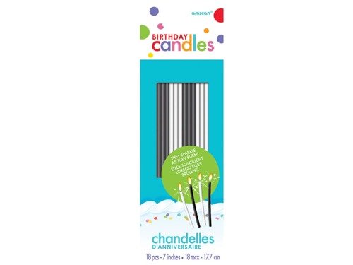 Black and white candles - 18 cm - 18 pcs