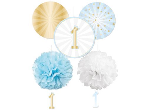 Blue 1st birthday decoration kit - 5 pc