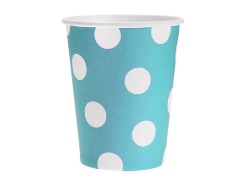 Blue Plastic Cups with Dots - 270 ml - 6 pcs