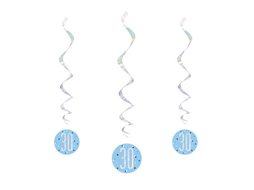 Blue hanging swirl 30 - 81 cm - 6 pcs