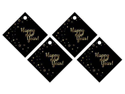 Bottle hanging cards Happy New Year - 12 pcs