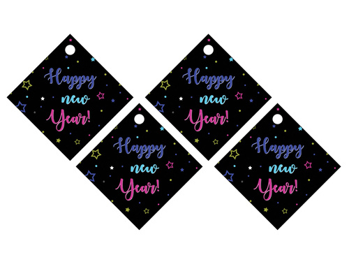 Bottle hanging cards Happy New Year - 12 pcs