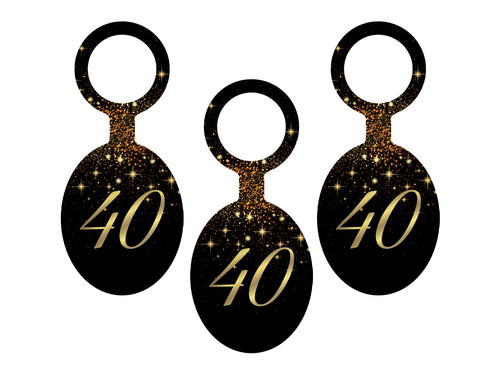 Bottle hanging cards Sparkling 40th - 8 pcs