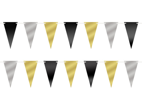 Bunting, gold, silver and black - 5 m - 1 pc