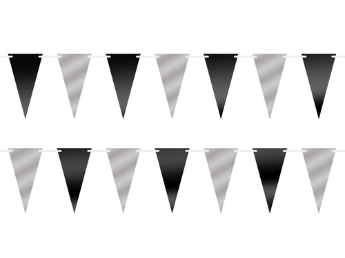 Bunting, silver and black - 5 m - 1 pc