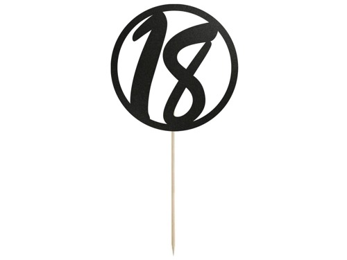 Cake topper 18 birthday black - 1 pc