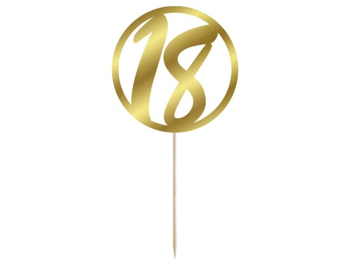 Cake topper 18 birthday gold - 1 pc