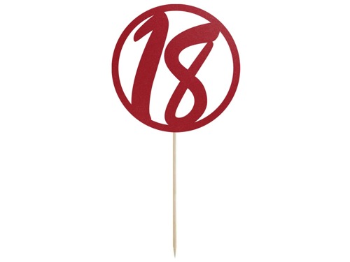 Cake topper 18 birthday red - 1 pc