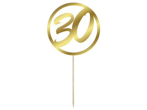 Cake topper 30 birthday gold - 1 pc