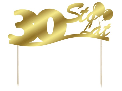 Cake topper 30 birthday gold - 1 pc