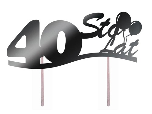 Cake topper 40 birthday black - 1 pc