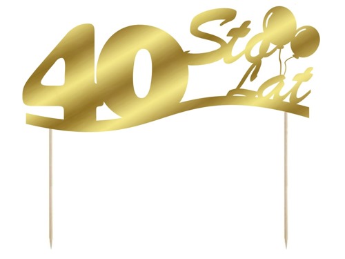 Cake topper 40 birthday gold - 1 pc