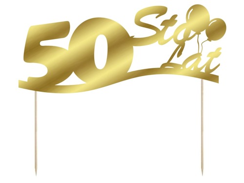 Cake topper 50 birthday gold - 1 pc