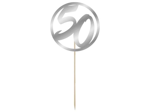 Cake topper 50 birthday silver - 1 pc