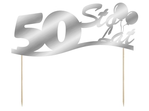 Cake topper 50 birthday silver - 1 pc