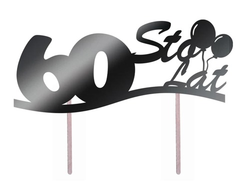 Cake topper 60 birthday black - 1 pc