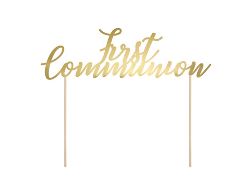 Cake topper First Communion, gold - 1 pc