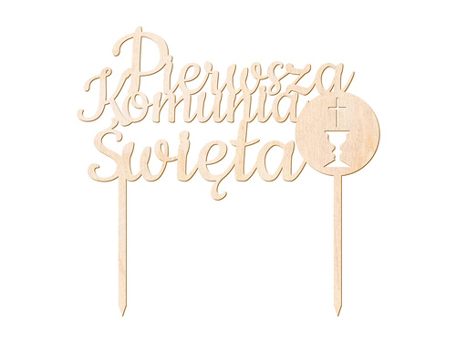 Cake topper First Communion, wooden - 1 pc