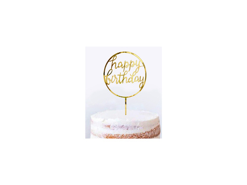 Cake topper Happy Birthday, gold - 1 pc