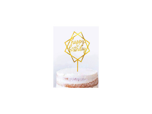 Cake topper Happy Birthday, gold - 1 pc