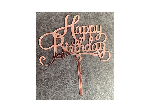 Cake topper Happy Birthday, rose gold - 1 pc