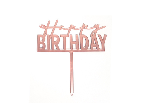 Cake topper Happy Birthday, rose gold - 1 pc