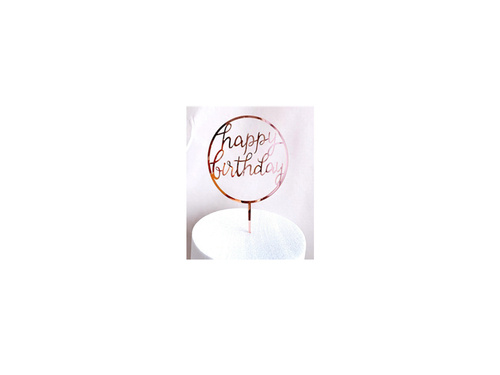 Cake topper Happy Birthday, rose gold - 1 pc