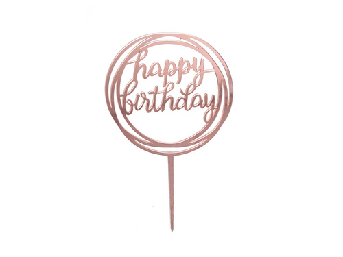 Cake topper Happy Birthday, rose gold - 1 pc