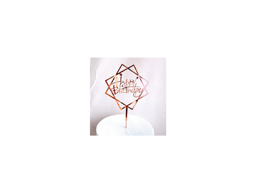 Cake topper Happy Birthday, rose gold - 1 pc