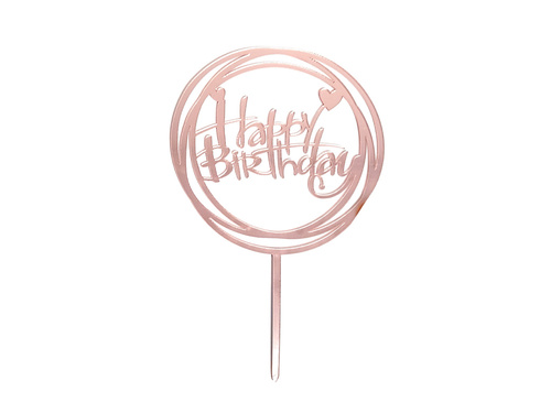 Cake topper Happy Birthday, rose gold - 1 pc