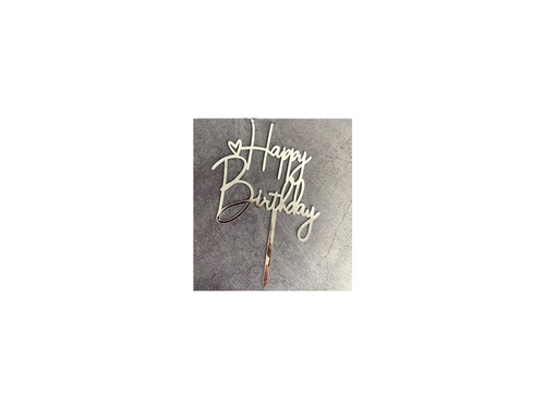 Cake topper Happy Birthday, silver- 1 pc