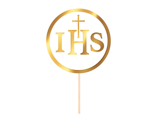 Cake topper IHS, gold - 1 pc