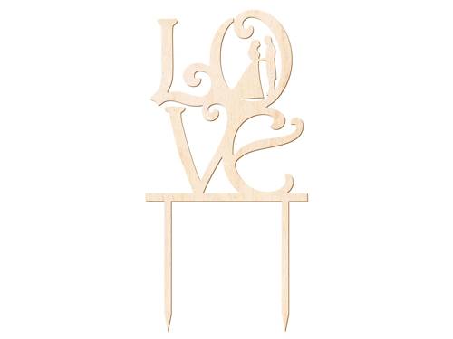 Cake topper Love, wooden - 15,5 x 8 cm - 1 pc