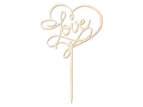 Cake topper Love, wooden - 15 x 9,5 cm - 1 pc