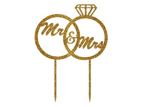 Cake topper Mr & Mrs, gold - 16 x 11,5 cm - 1 pc