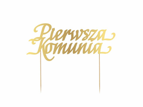 Cake topper Pierwsza Komunia, gold - 1 pc