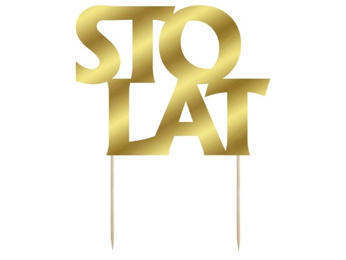 Cake topper Sto Lat, gold - 13 cm - 1 pc