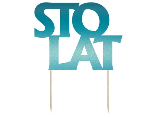 Cake topper Sto Lat, turquoise - 13 cm - 1 pc