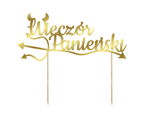 Cake topper Wieczór Panieński, gold - 20x8 cm - 1 pc