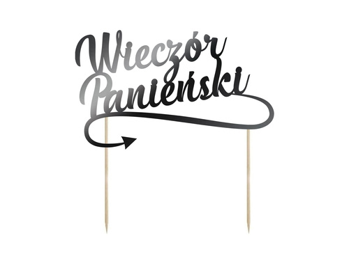 Cake topper Wieczór Panieński, gold - 20x8 cm - 1 pc