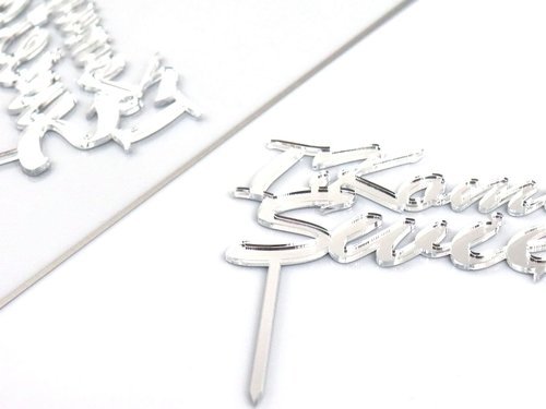 Cake topper silver plexi - 15 cm - 1 pc