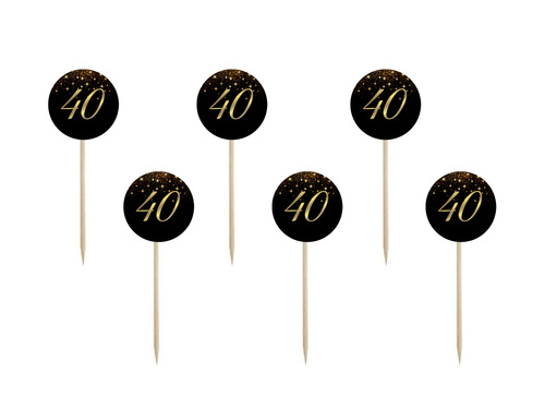 Cake toppers Sparkling 40th - 6 pcs