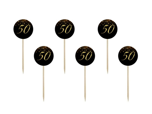 Cake toppers Sparkling 50th - 6 pcs