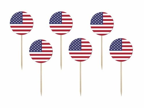 Cake toppers USA flag - 6 pcs