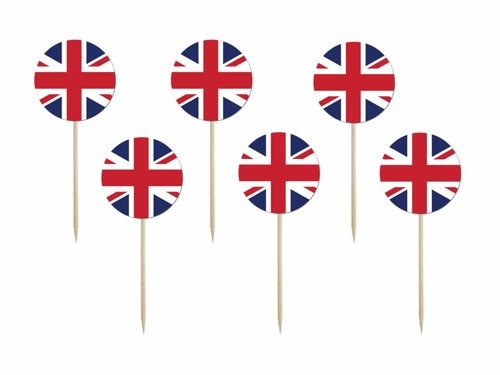 Cake toppers United Kingdom flag - 6 pcs