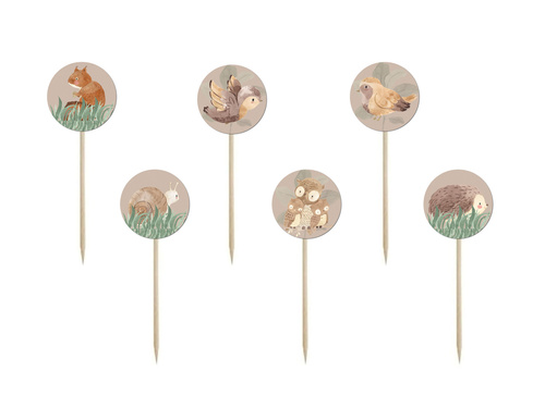 Cake toppers birthday Forest Animals - 6 pcs